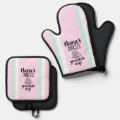 Moderne Nanas Cookies Oven Mitt en Pot Houders Set (Voorkant / Achterkant)