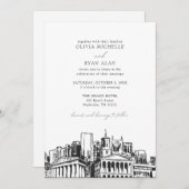 Moderne Nashville Skyline Zwart & Wit Bruiloft Kaart (Voorkant / Achterkant)