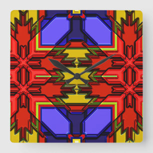 Moderne Native American 6 Clock Vierkante Klok