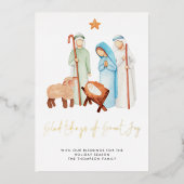 Moderne nativiteitsgeluiden over de Grote Joy Foli Folie Feestdagenkaart (Voorkant)