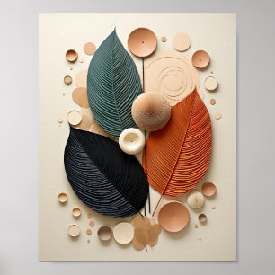 Moderne Natuur Abstracte kunst van een herfstblade Poster