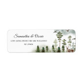 Moderne Natuur groen bos | Waterverf bomen Etiket (Voorkant)