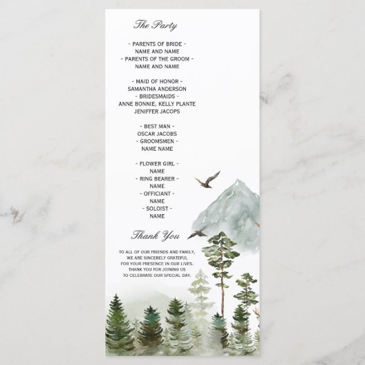 Moderne Natuur groen bos | Waterverf bomen Menu (Achterkant)