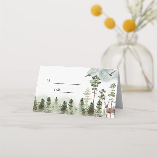 Moderne Natuur groen bos | Waterverf bomen Plaatskaartje (Voorkant)