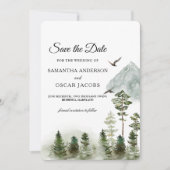 Moderne Natuur groen bos | Waterverf bomen Save The Date (Voorkant)