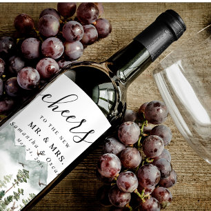 Moderne Natuur groen bos   Waterverf bomen Wijn Etiket