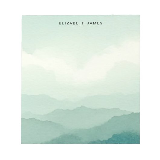 Moderne Natuur Groene Waterverf Gelaagd Ombre Notitieblok (Voorkant)