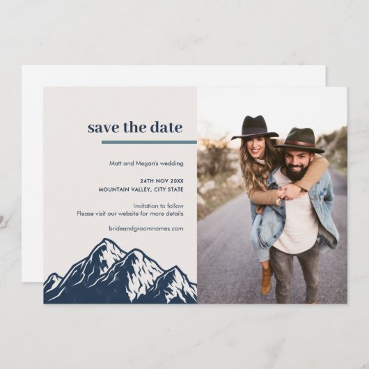 Moderne Natuur in het Rustic-gebergte in openlucht Save The Date (Voorkant / Achterkant)