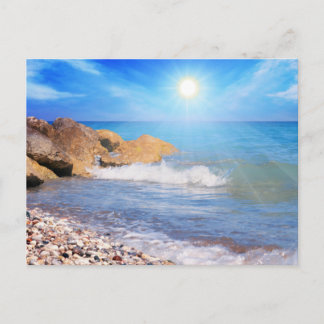 Moderne Natuur Strand Landschap Ansichtkaart Feestdagenkaart