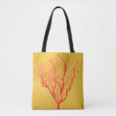 Moderne natuur van rode en goudvuurkoralen tote bag (Voorkant)