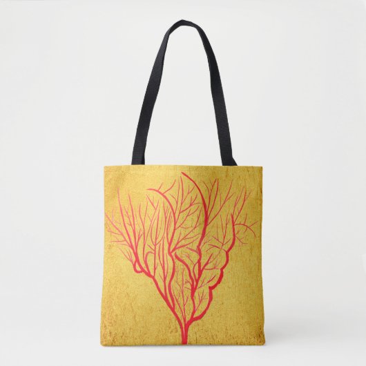 Moderne natuur van rode en goudvuurkoralen tote bag (Voorkant)