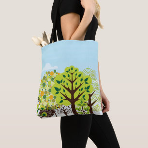 Moderne Natuur voor bosbouw met kunstgroene kunst Tote Bag