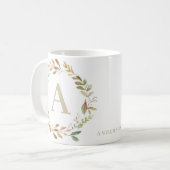 Moderne natuurlijke botanische loof foto koffiemok (Voorkant links)