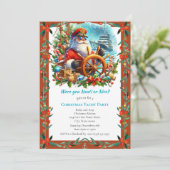 Moderne Nauti of Nice Santa Christmas Yacht Party Kaart (Staand voorkant)