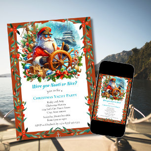 Moderne Nauti of Nice Santa Kerstmis Jacht Feestje Kaart