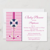 Moderne Nautical Anchor Baby shower Invitation Kaart (Voorkant)