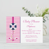 Moderne Nautical Anchor Baby shower Invitation Kaart (Staand voorkant)