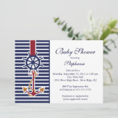 Moderne Nautical Anchor Baby shower Invitation Kaart (Staand voorkant)