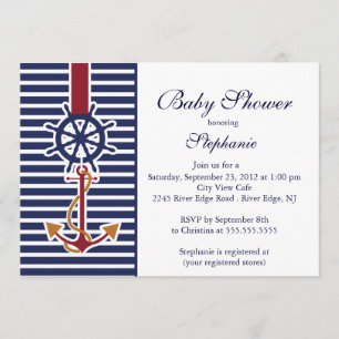 Moderne Nautical Anchor Baby shower Invitation Kaart