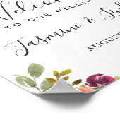 Moderne Nautical Anchor Floral Wedding Welcome Sig Poster (Hoek)