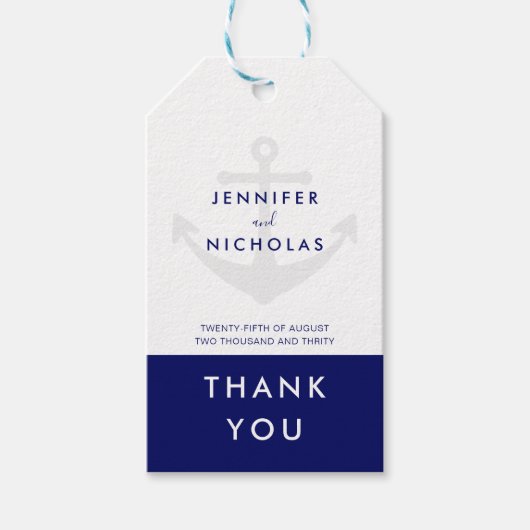Moderne Nautical Anchor Wedding Bedankt Cadeaulabel (Voorkant)