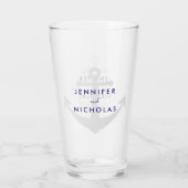 Moderne Nautical Anchor Wedding Glas (Achterkant)