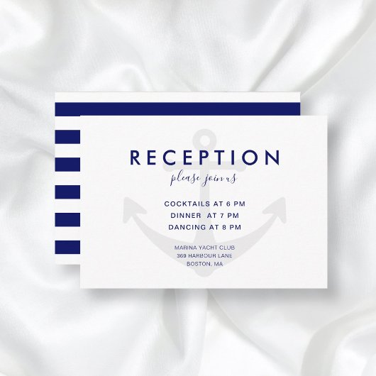 Moderne Nautical Anchor Wedding Reception Enclosur Informatiekaartje