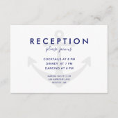Moderne Nautical Anchor Wedding Reception Enclosur Informatiekaartje (Voorkant)