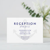 Moderne Nautical Anchor Wedding Reception Enclosur Informatiekaartje (Staand voorkant)