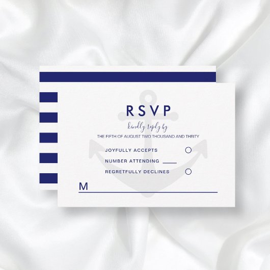 Moderne Nautical Anchor Wedding RSVP Kaartje