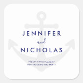 Moderne Nautical Anchor Wedding Vierkante Sticker (Voorkant)