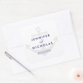 Moderne Nautical Anchor Wedding Vierkante Sticker