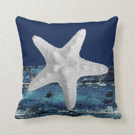 Moderne Nautical Beach Navy Blue Starfish Kussen