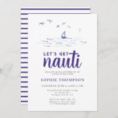 Moderne Nautical Boat Stripes Bachelorette Kaart (Voorkant / Achterkant)
