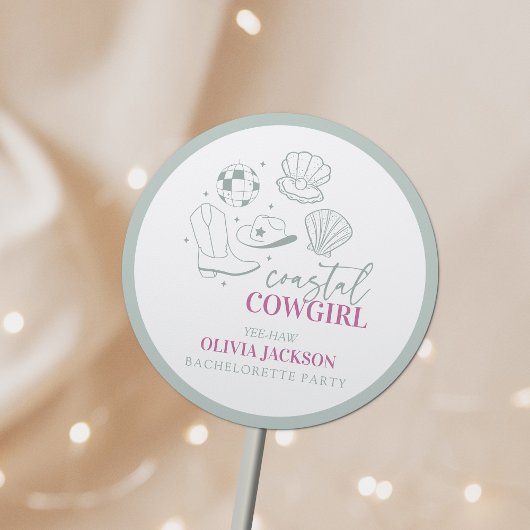 Moderne Nautical Coastal Cowgirl vrijgezellenfeest Ronde Sticker