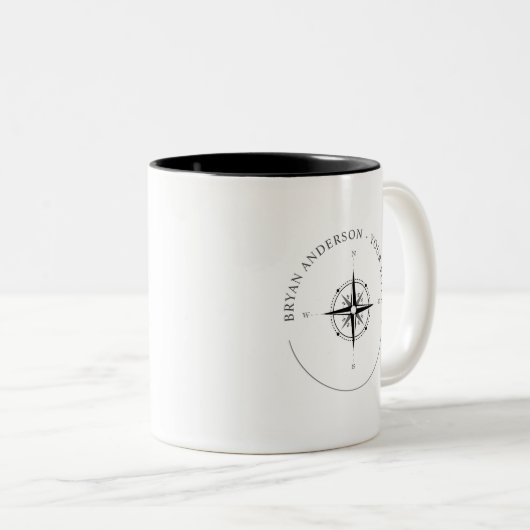 Moderne Nautical Compass Logo Coffee Mok (Voorkant rechts)
