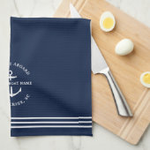 Moderne Nautical Custom Boat Name Anchor Welkom Theedoek (Quarter Fold)