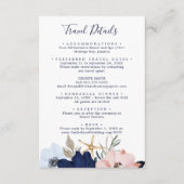 Moderne Nautical Floral Wedding Travel Details Informatiekaartje (Voorkant)