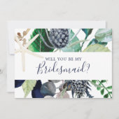 Moderne Nautical Greenery Bridesmaid proposal Kaar Kaart (Voorkant)