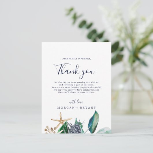 Moderne Nautical Greenery Dank u Kaart (Staand voorkant)