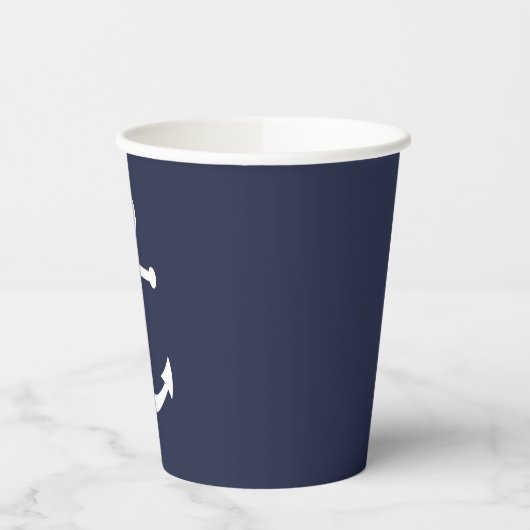 Moderne Nautical Navy Blue Anchor Paper Cups Papieren Bekers (Links)