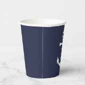 Moderne Nautical Navy Blue Anchor Paper Cups Papieren Bekers (Rechts)