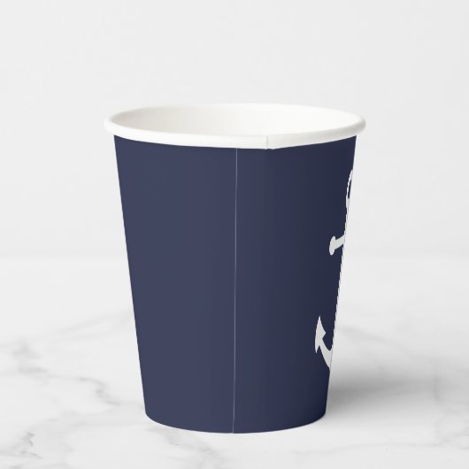 Moderne Nautical Navy Blue Anchor Paper Cups Papieren Bekers (Rechts)