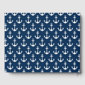 Moderne Nautical Navy Blue and White Wedding Photo Gastenboek (Achterkant)