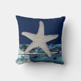 Moderne Nautical Navy Blue Beach Starfish Kussen