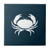 Moderne Nautical Navy Blue Crab Kitchen Backsplash Tegeltje (Voorkant)