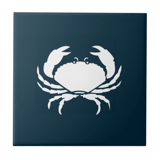 Moderne Nautical Navy Blue Crab Kitchen Backsplash Tegeltje (Voorkant)