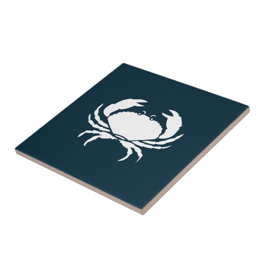 Moderne Nautical Navy Blue Crab Kitchen Backsplash Tegeltje (Zijkant)