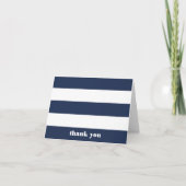 Moderne Nautical Navy & White Stripe Dank u Bedankkaart (Voorkant)
