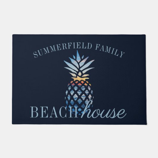Moderne Nautical Personalized Beach House Family Deurmat (Voorkant)